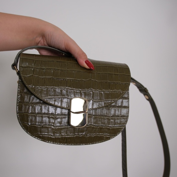 Sezane Claude Crocodile Moss Green *Limited Time Offer 100% Genuine Leather - Picture 3 of 9